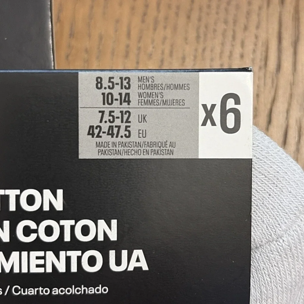 Under Armour Mens Performance Training Cotton Cushioned Quarter Socks -SZ 8.5-13
